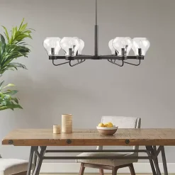 Kirklands Home Black Metal & Bowl Glass Shade 6-Light Chandelier Hot