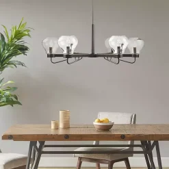 Kirklands Home Black Metal & Bowl Glass Shade 6-Light Chandelier Hot