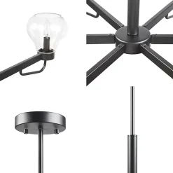 Kirklands Home Black Metal & Bowl Glass Shade 6-Light Chandelier Hot