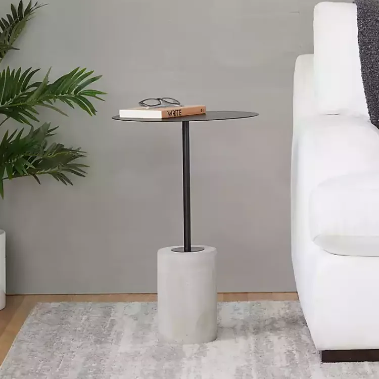 Kirklands Home Metal & Concrete Janis Cocktail Table Black
