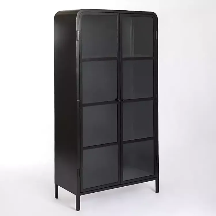 Kirklands Home Metal & Glass 2-Door Bentley Cabinet Black Discount
