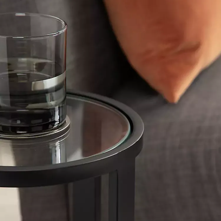 Kirklands Home Metal & Glass Ravalli Drink Table Black Outlet