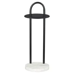 Kirklands Home Black Metal & Marble Loop Accent Table White New