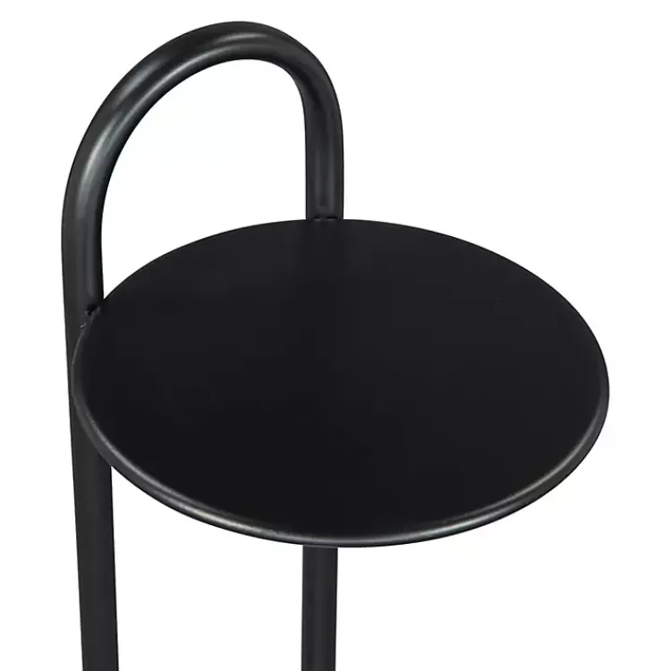Kirklands Home Black Metal & Marble Loop Accent Table White New