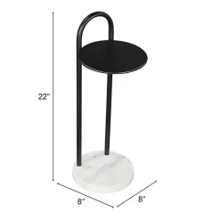 Kirklands Home Black Metal & Marble Loop Accent Table White New