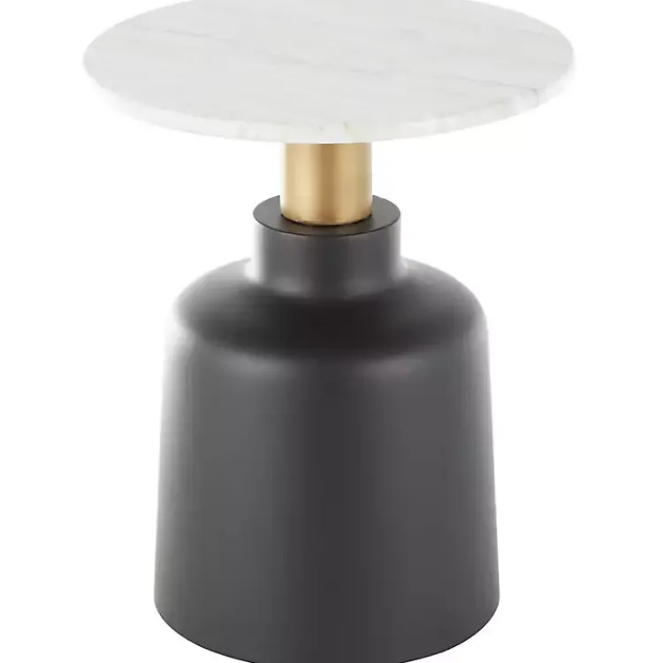 Kirklands Home Black Metal & Marble Pedestal Accent Table White Best