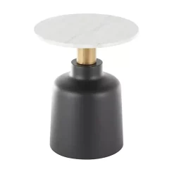 Kirklands Home Black Metal & Marble Pedestal Accent Table White Best