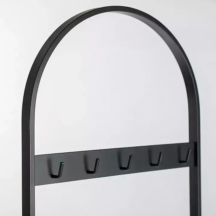 Decorative Accents>Kirklands Home Metal & Natural Wood Ladder with Hooks Black