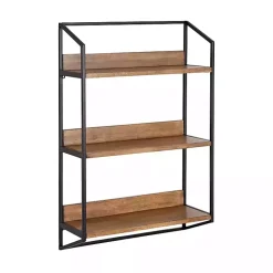 Kirklands Home Black Metal & Rustic Wood Tiered Wall Shelf Outlet