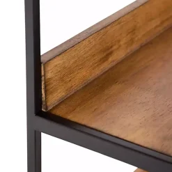 Kirklands Home Black Metal & Rustic Wood Tiered Wall Shelf Outlet