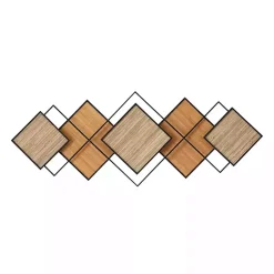 Kirklands Home Black Metal and Bamboo Diamond Wall Plaque Clearance