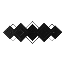Kirklands Home Black Metal and Bamboo Diamond Wall Plaque Clearance