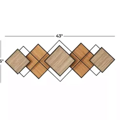 Kirklands Home Black Metal and Bamboo Diamond Wall Plaque Clearance