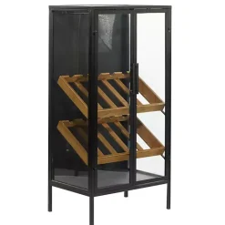 Kirklands Home Black Metal and Brown Wood Standing Wine Rack Online