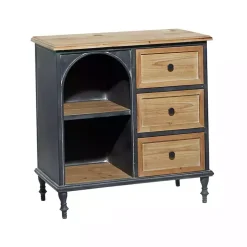 Kirklands Home Black Metal and Brown Wood Storage Cabinet Online