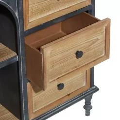 Kirklands Home Black Metal and Brown Wood Storage Cabinet Online