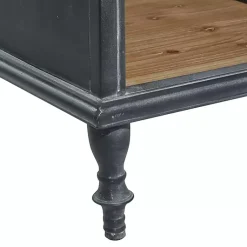 Kirklands Home Black Metal and Brown Wood Storage Cabinet Online