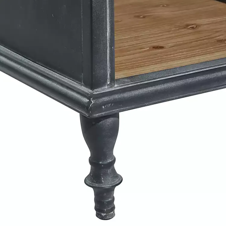 Kirklands Home Black Metal and Brown Wood Storage Cabinet Online