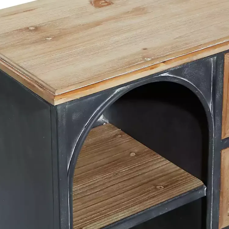Kirklands Home Black Metal and Brown Wood Storage Cabinet Online