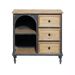 Kirklands Home Black Metal and Brown Wood Storage Cabinet Online