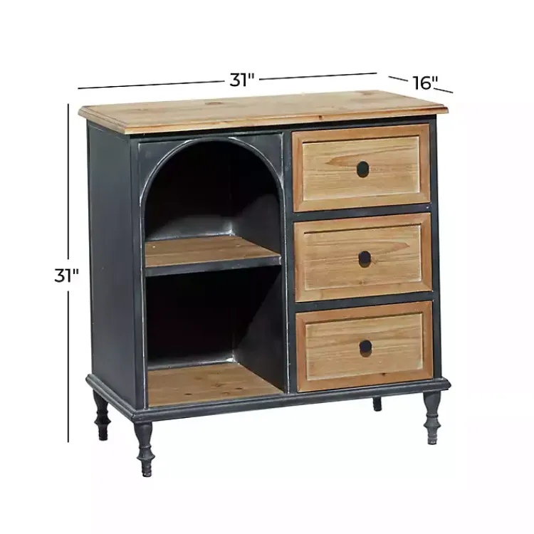 Kirklands Home Black Metal and Brown Wood Storage Cabinet Online