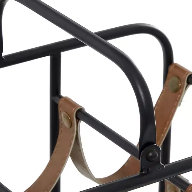 Kirklands Home Black Metal and Faux Leather Wine Rack Online