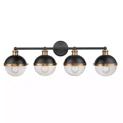 Kirklands Home Black Metal and Glass 4-Globe Vanity Light
