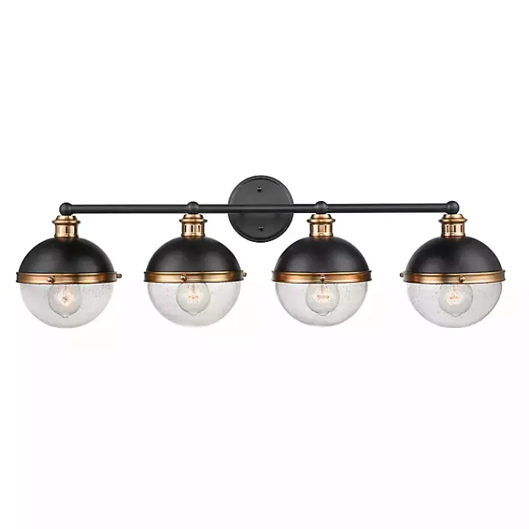 Kirklands Home Black Metal and Glass 4-Globe Vanity Light