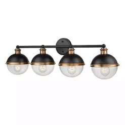 Kirklands Home Black Metal and Glass 4-Globe Vanity Light