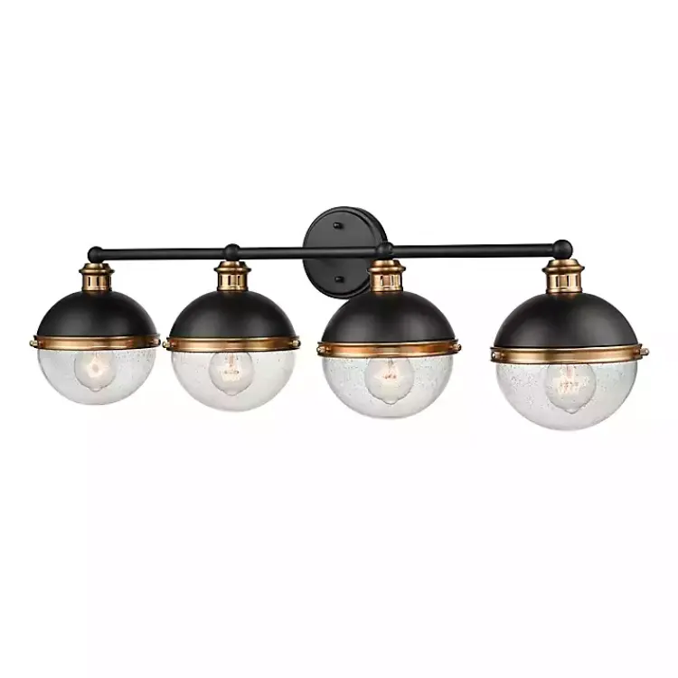 Kirklands Home Black Metal and Glass 4-Globe Vanity Light