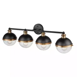 Kirklands Home Black Metal and Glass 4-Globe Vanity Light