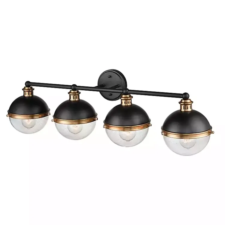 Kirklands Home Black Metal and Glass 4-Globe Vanity Light
