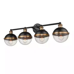 Kirklands Home Black Metal and Glass 4-Globe Vanity Light