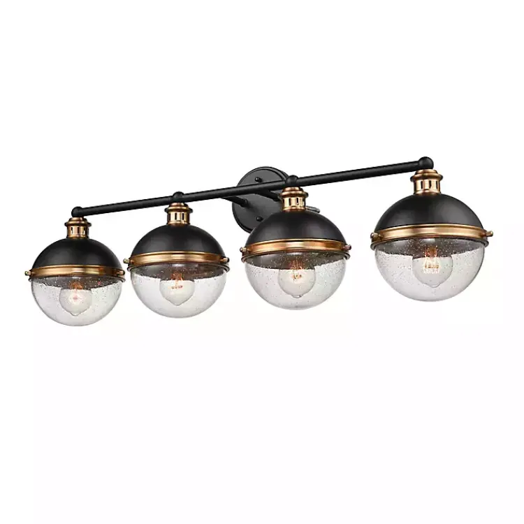 Kirklands Home Black Metal and Glass 4-Globe Vanity Light