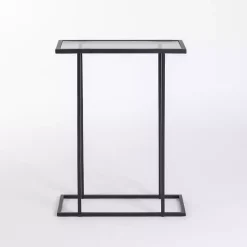 Kirklands Home Metal and Glass Rectangular Accent Table Black