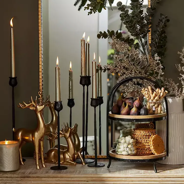 Kirklands Home Black Metal and Natural Wood 2-Tier Server Best
