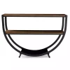 Kirklands Home Black Metal and Rustic Wood Modern Console Table New