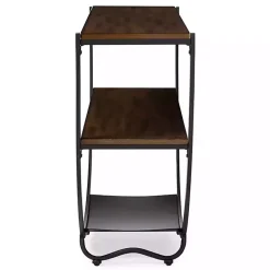 Kirklands Home Black Metal and Rustic Wood Modern Console Table New