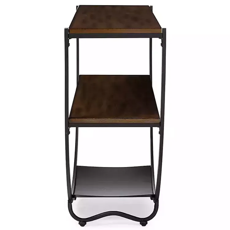Kirklands Home Black Metal and Rustic Wood Modern Console Table New