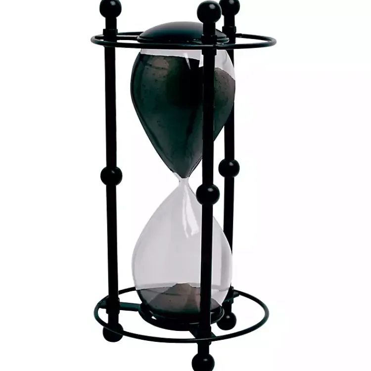 Decorative Accents>Kirklands Home Metal and Sand Cage Hourglass Black