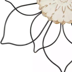 Kirklands Home Black Metal and Wood Floral Wall Plaques, Set of 2 Outlet