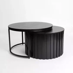 Kirklands Home Metal and Wood 2-pc. Storage Nesting Tables Black Online
