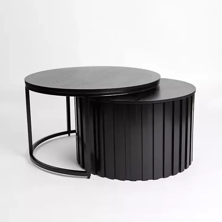 Kirklands Home Metal and Wood 2-pc. Storage Nesting Tables Black Online