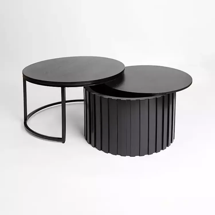 Kirklands Home Metal and Wood 2-pc. Storage Nesting Tables Black Online