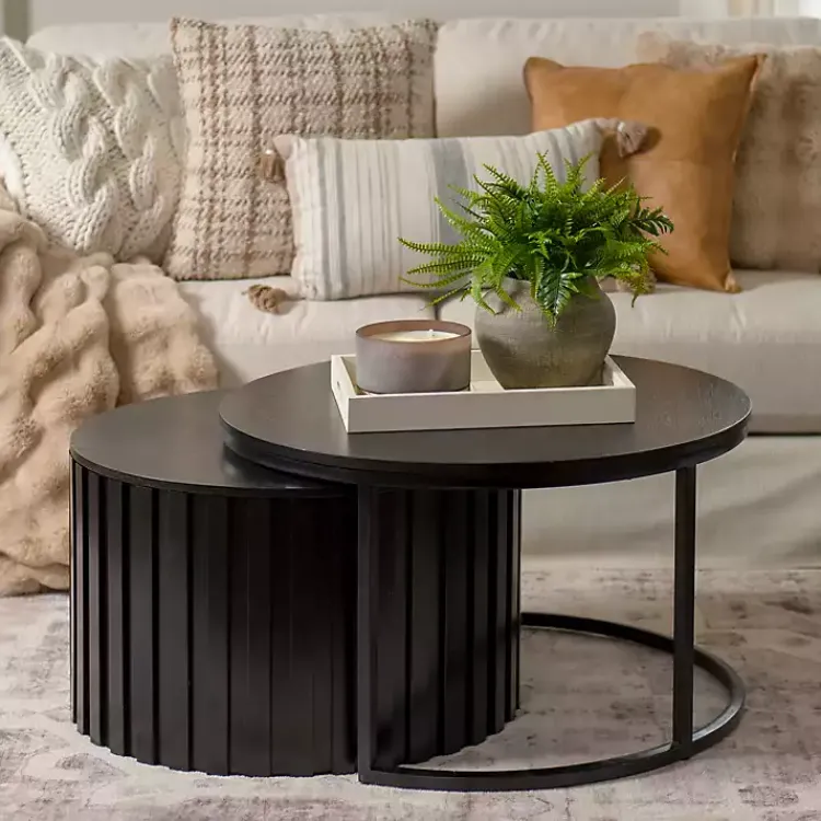 Kirklands Home Metal and Wood 2-pc. Storage Nesting Tables Black Online