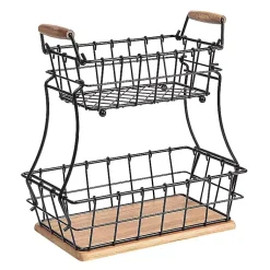 Kirklands Home Black Metal and Wood Stackable Kitchen Baskets Online