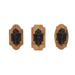 Kirklands Home Black Metal and Wood Wall Hooks, Set of 3 Discount