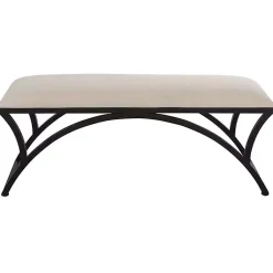 Kirklands Home Black Metal Arched Frame Upholstered Bench Ivory Online
