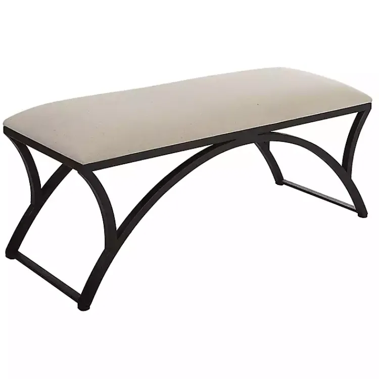 Kirklands Home Black Metal Arched Frame Upholstered Bench Ivory Online