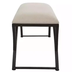 Kirklands Home Black Metal Arched Frame Upholstered Bench Ivory Online
